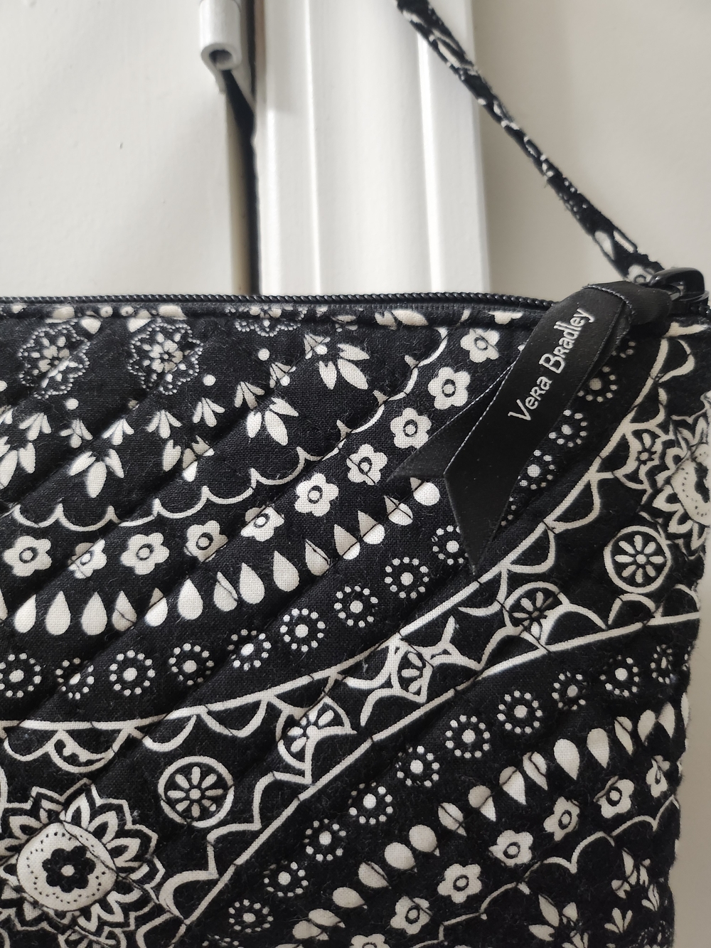 Vera Bradley Black & White Floral Quilted Wristlet